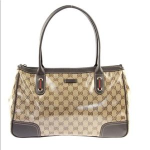 Gucci Crystal Coated Brown/Beige Gg Tote